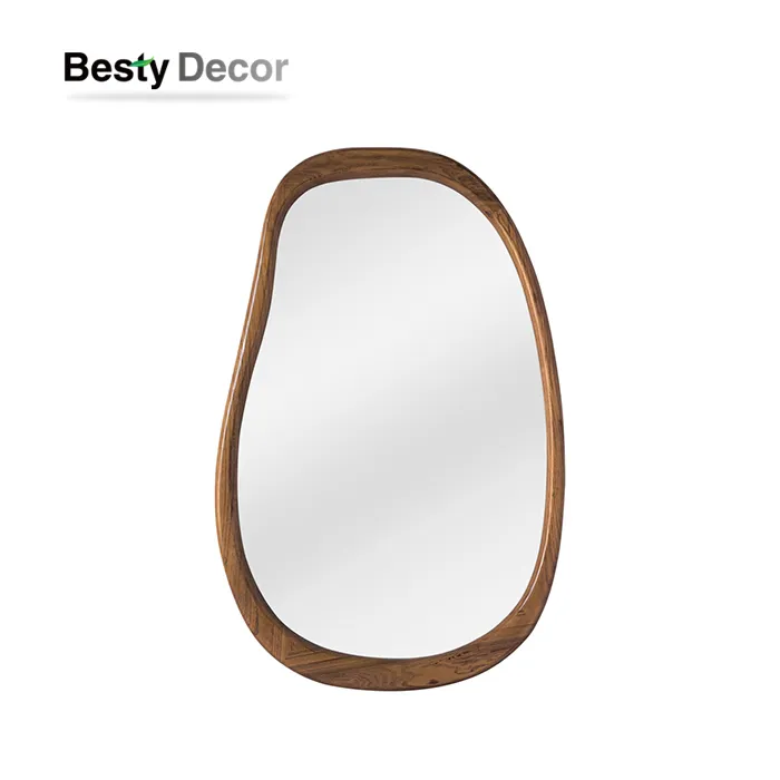 Mirall amb marc de fusta massissa irregular